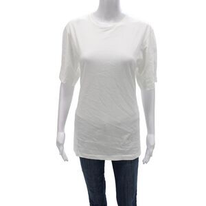 Bite Women Basic White Cotton Crew Neck Short Sleeve T-Shirt Size XL